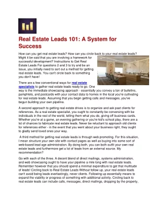 Real Estate Leads 101 A System for Success