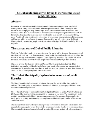 the dubai municipality is trying to increase