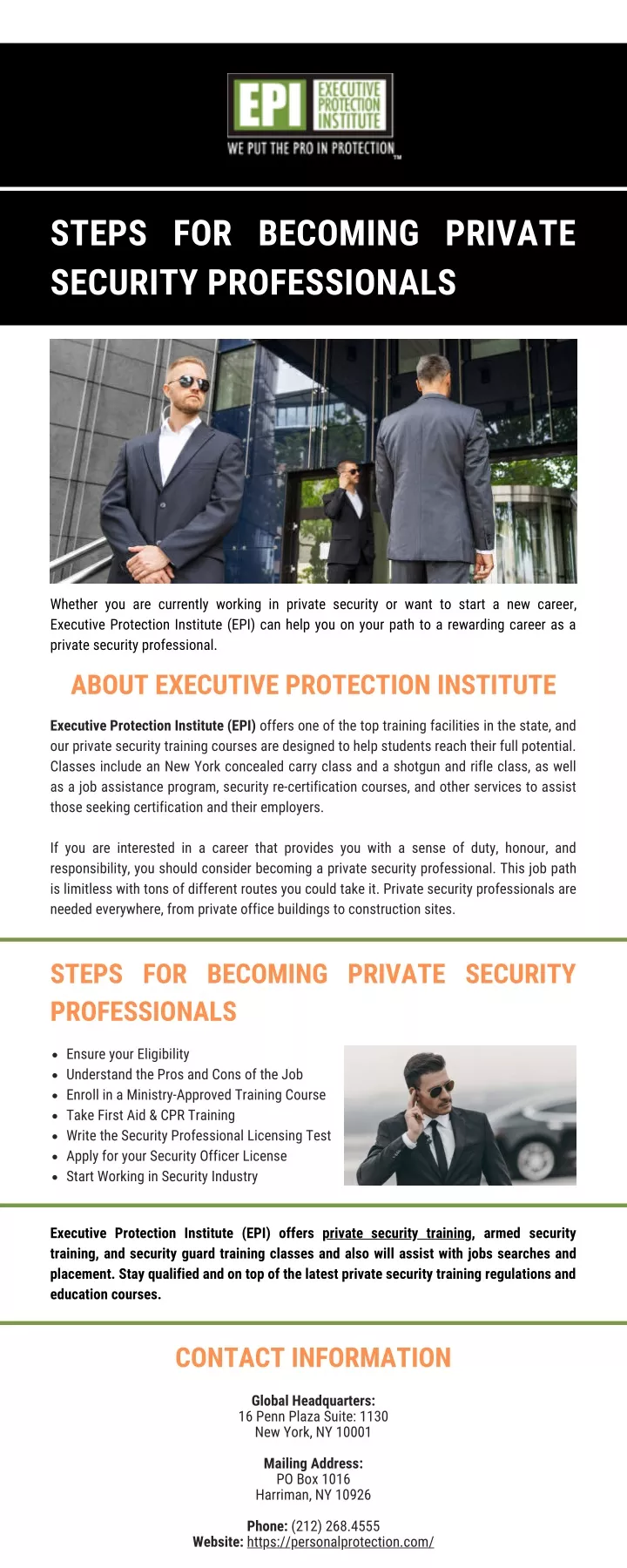 steps for becoming private security professionals