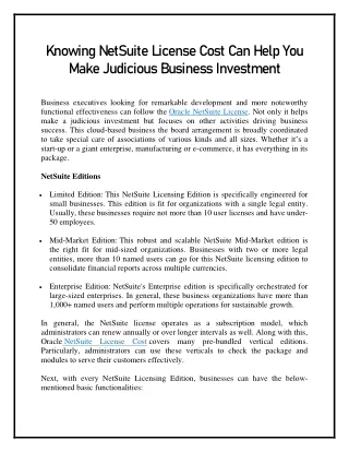 Knowing NetSuite License Cost Can Help You Make Judicious Business Investment