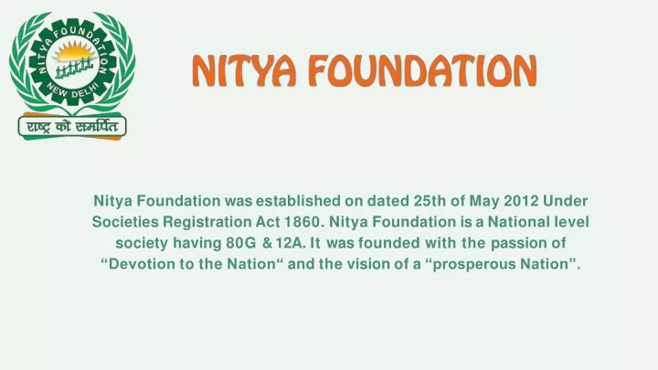 nitya foundation was established on dated 25th