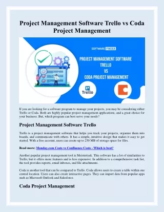 Project Management Software Trello vs Coda Project Management