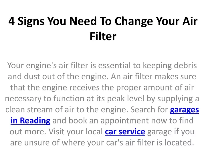 4 signs you need to change your air filter