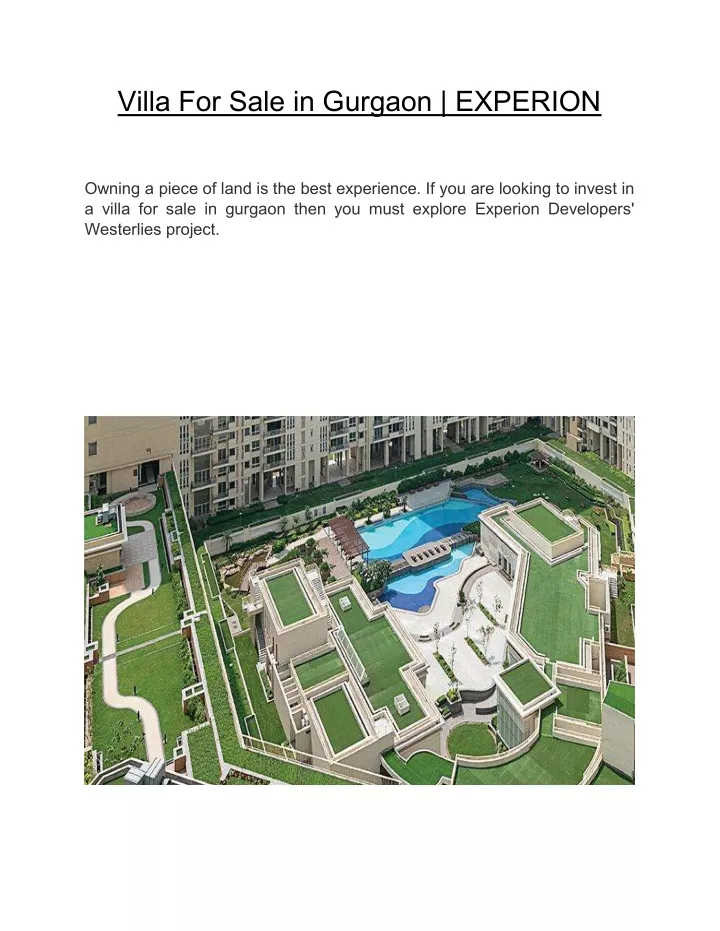 villa for sale in gurgaon experion