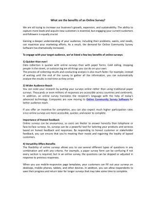 What are the benefits of an online survey
