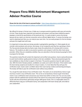 prepare finra rma retirement management advisor