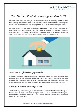 Hire The Best Portfolio Mortgage Lenders in CA