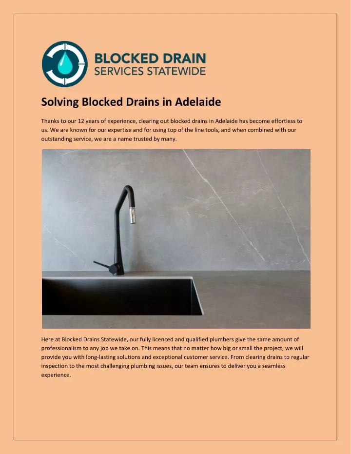 solving blocked drains in adelaide