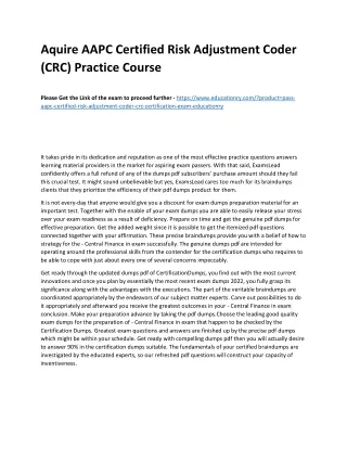 aquire aapc certified risk adjustment coder