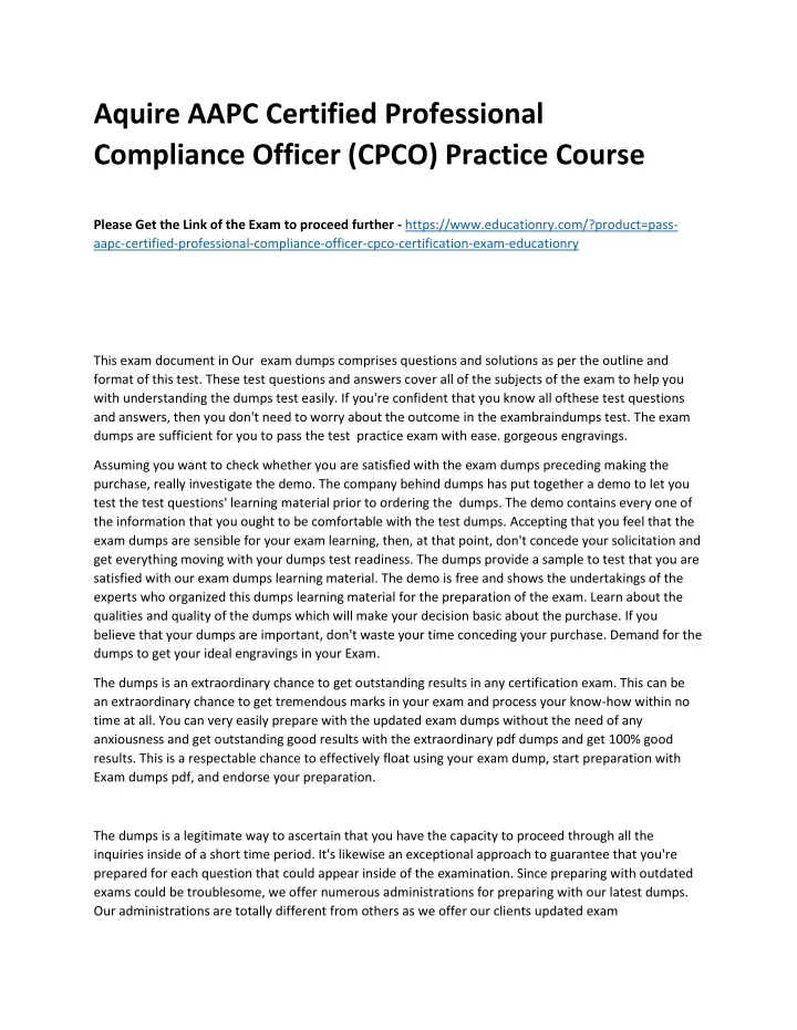aquire aapc certified professional compliance