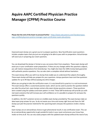 aquire aapc certified physician practice manager