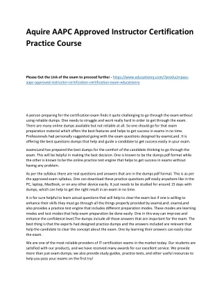 aquire aapc approved instructor certification