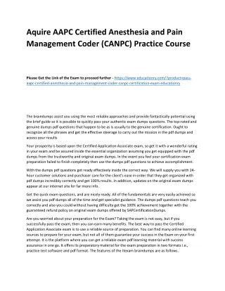 aquire aapc certified anesthesia and pain