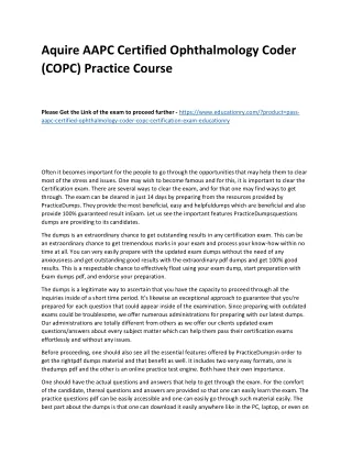 aquire aapc certified ophthalmology coder copc