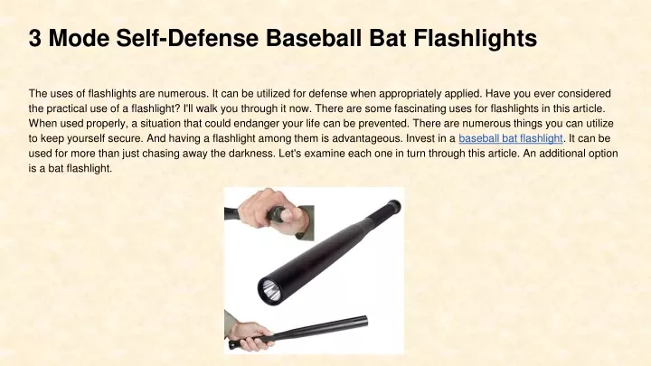 3 mode self defense baseball bat flashlights