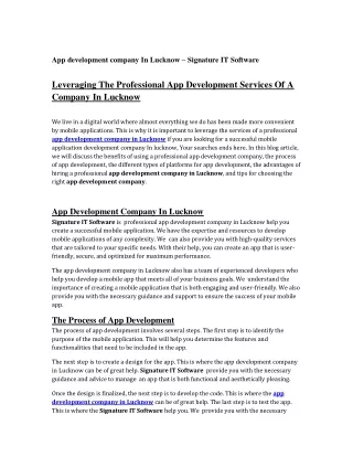 App Development Company In Lucknow