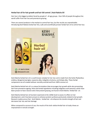Herbal hair oil for hair growth and hair fall control | Kesh Raksha Oil
