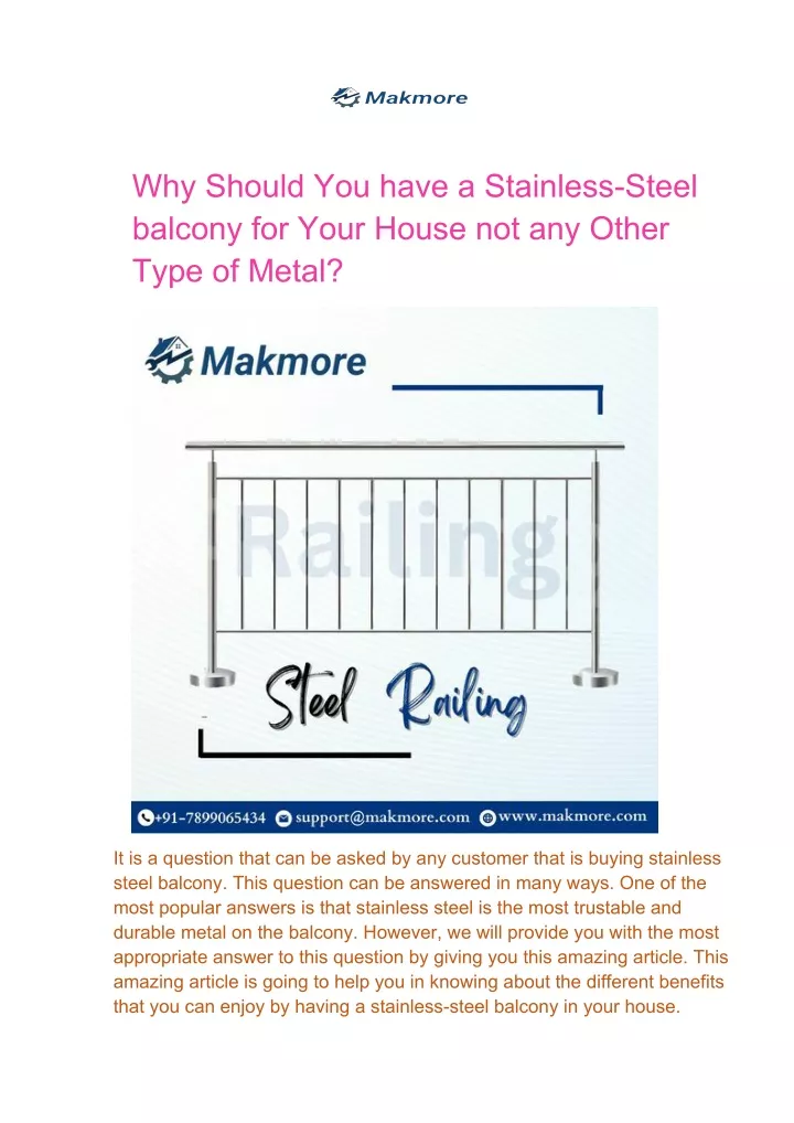 why should you have a stainless steel balcony