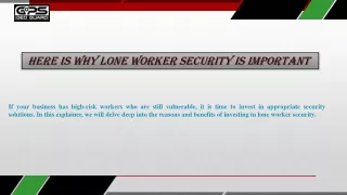here is why lone worker security is important