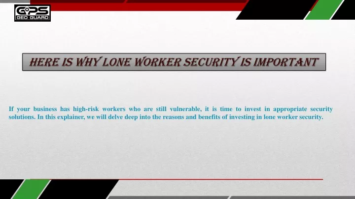 here is why lone worker security is important