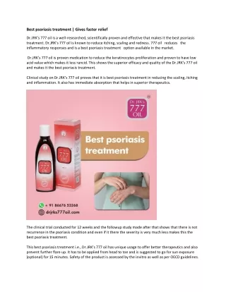 Best psoriasis treatment | Gives faster relief