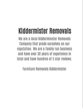 Kiddermister Removals