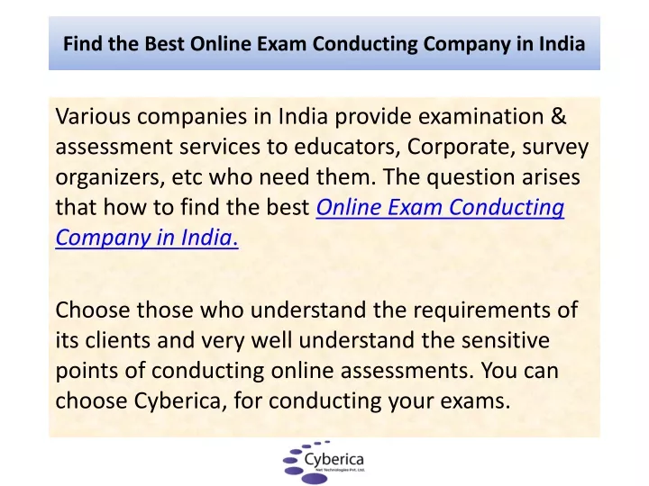 find the best online exam conducting company in india