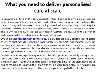 What you need to deliver personalised care at scale
