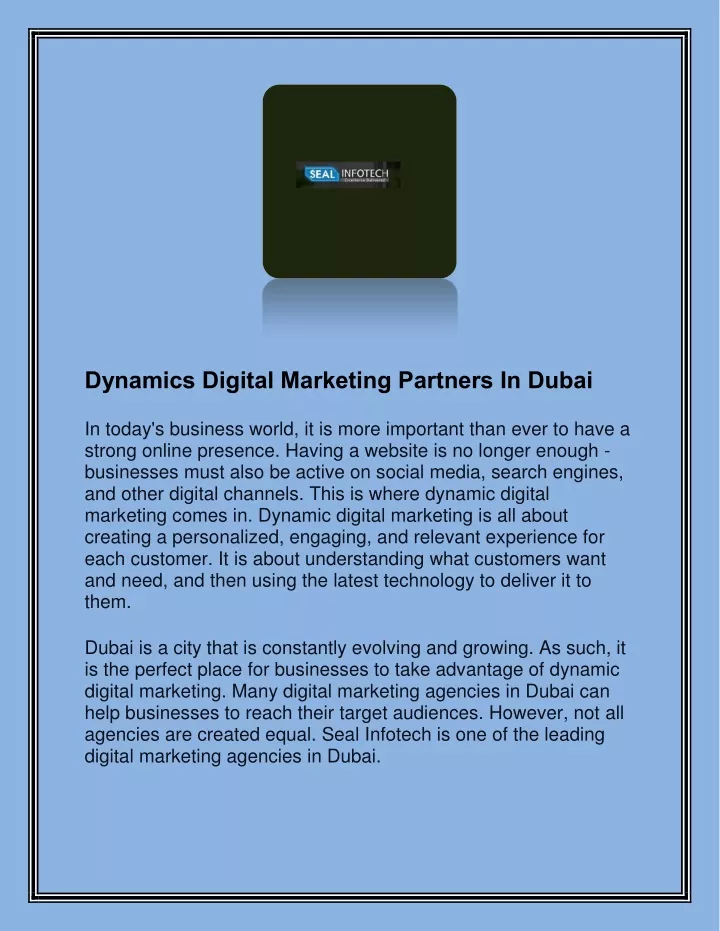 dynamics digital marketing partners in dubai