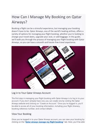 How Can I Manage My Booking on Qatar Airways