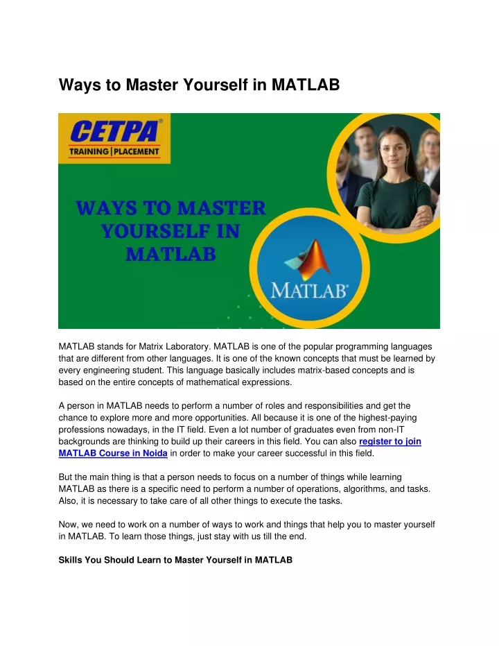 ways to master yourself in matlab