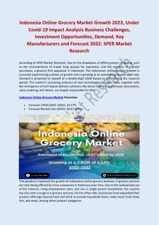 Indonesia Online Grocery Market is estimated to reach USD 60.61 billion by 2032