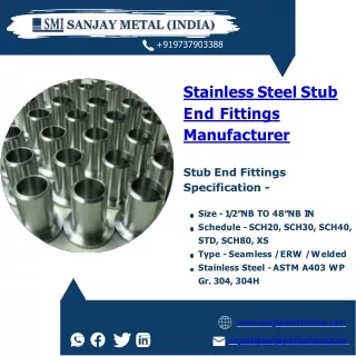 SS Stub End Fittings | SS Pipe Fittings | SS Circles - Sanjay Metal India