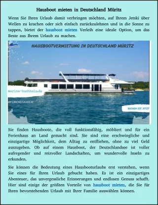 hausboot mieten in deutschland m ritz hausboot