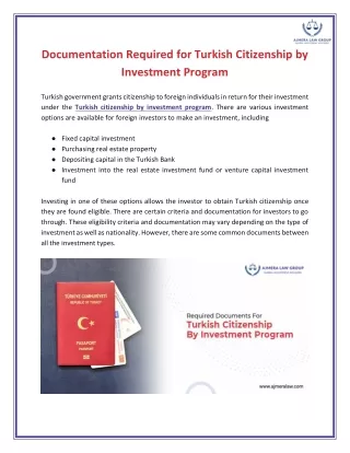 Required Documents for Turkish Citizenship By Investment Program