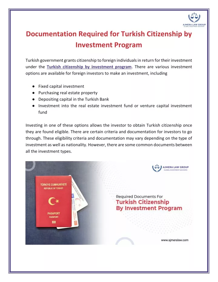 documentation required for turkish citizenship