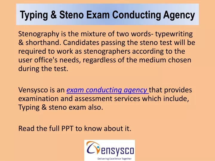 typing steno exam conducting agency