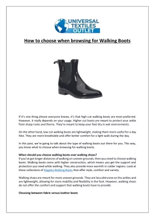 How to choose when browsing for Walking Boots