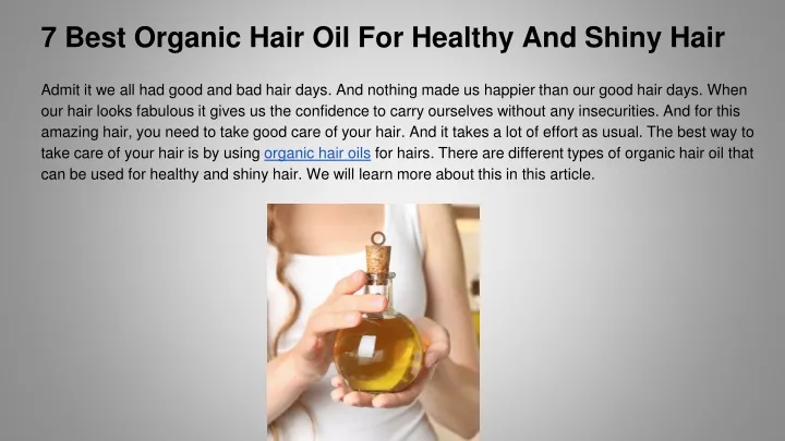 7 best organic hair oil for healthy and shiny hair