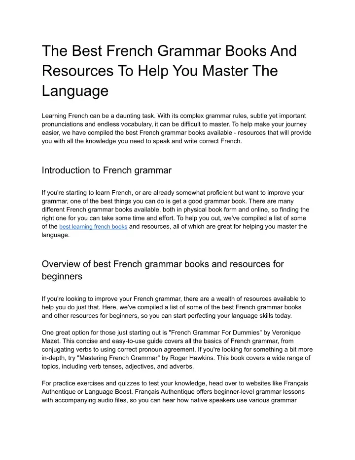 the best french grammar books and resources