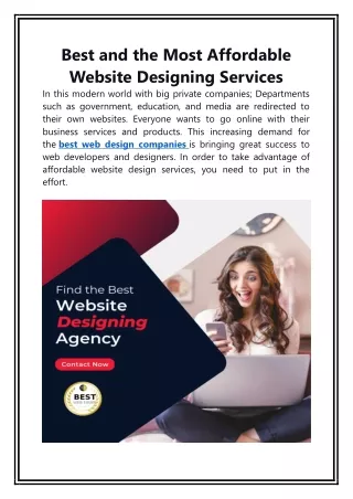 Best and the Most Affordable Website Designing Services
