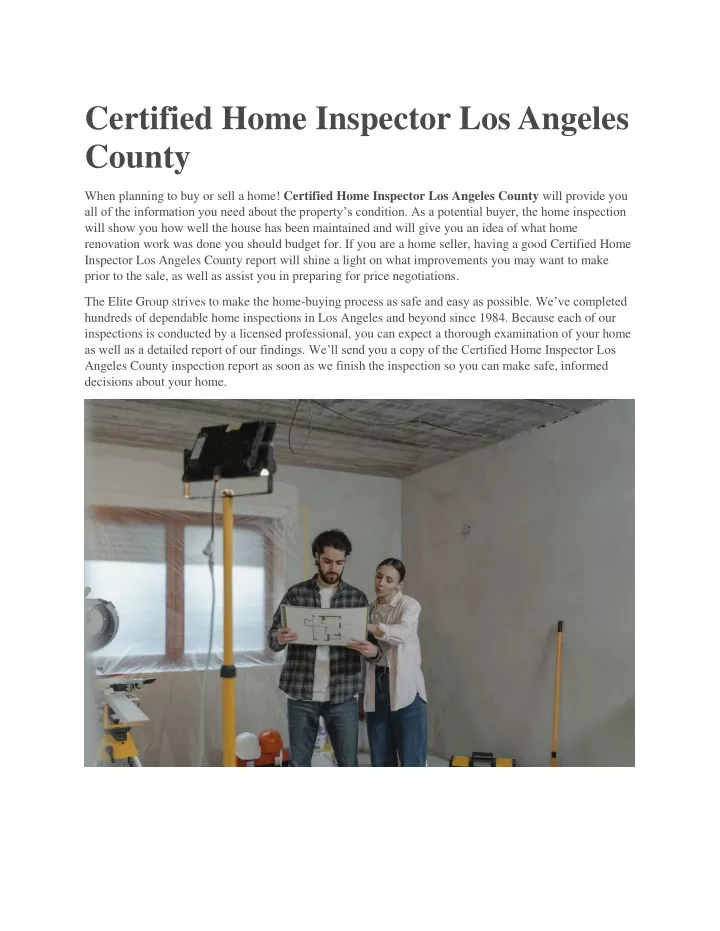 certified home inspector los angeles county