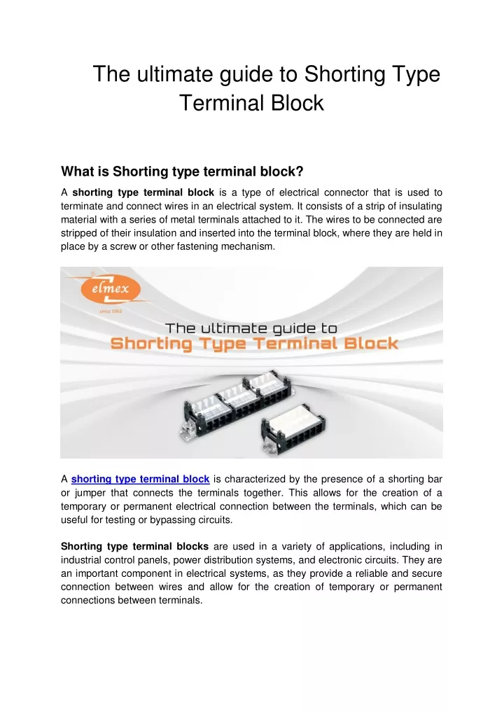 the ultimate guide to shorting type terminal block