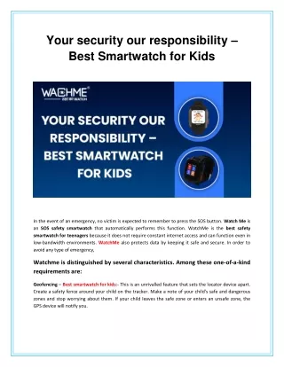 Your security our responsibility – Best Smartwatch for Kids