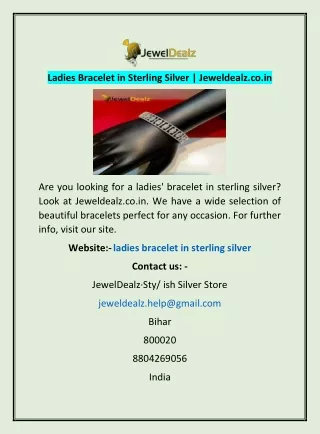 Ladies Bracelet in Sterling Silver | Jeweldealz.co.in