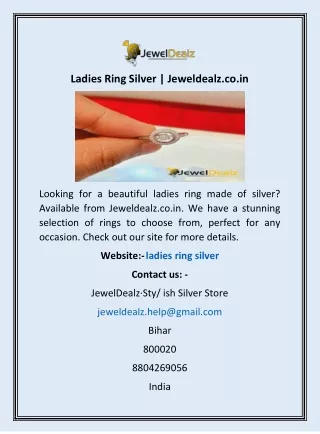 Ladies Ring Silver | Jeweldealz.co.in