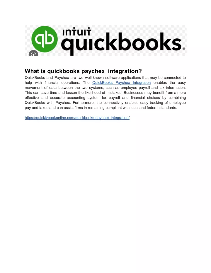 what is quickbooks paychex integration quickbooks