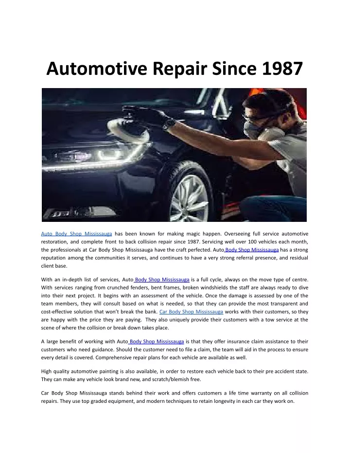automotive repair since 1987