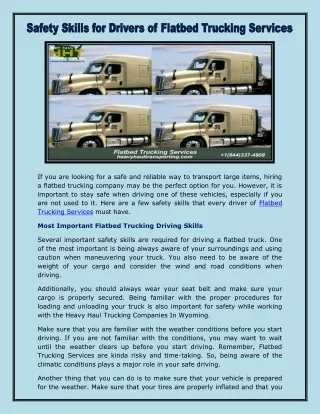 Flatbed Trucking Services