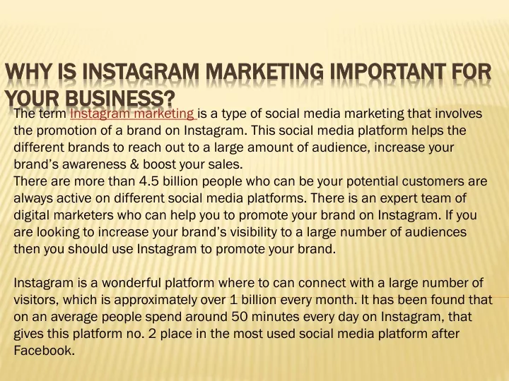 why is instagram marketing important for your business